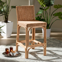 Baxton Studio Athena-Natural-CS Baxton Studio Athena Modern and Contemporary Natural Finished Rattan Counter Stool